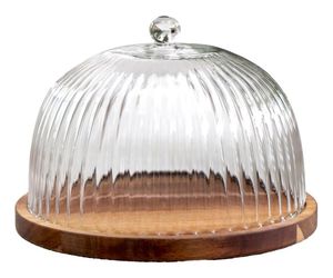 Soporte para tartas con cúpula de cristal de aspecto moderno con base de metal plateado, cubierta poligonal para exhibir postres. - Product Image 5