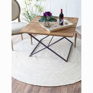 Tapis de salon rond en jute tressé noir de qualité supérieure, durable et personnalisé, fabriqué en Inde - Product Image 4