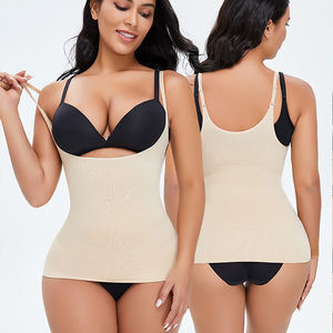 Women's Sleeveless Seamless Tummy Control <b>Shapewear</b> <b>Bodysuit</b> Solid Color Fitted Cotton High Waist Design Zipper Fly Full Length - Product Image 4
