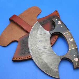 Custom Handmade Ullu <b>Knife</b> Damascus Steel Resin Handle Leather Sheath Eco-Friendly Ambidextrous Modern Dishwasher <b>Safe</b> 6-7.9in - Product Image 4