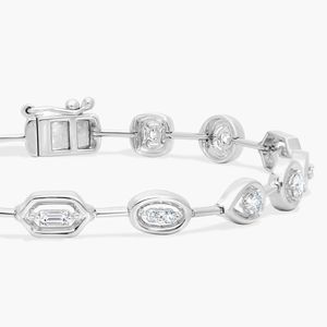 Mixed Shape Diamond Fashion Bracelet with Round and Baguette Diamonds in White Gold - Product Image 5
