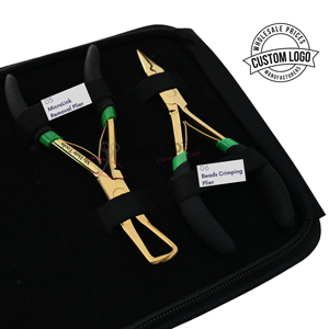 Gold Hair Extension Tools Kit with Microlink Removal <b>Plier</b> <b>Small</b> Salon Trimmer Hair Divider Ring Hand-Tied Weft Needles Finger - Product Image 4