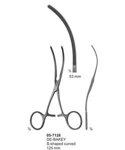 De Bakey Atraumata <b>Clamps</b> S Shaped Curved 125mm Manual Premium Stainless Steel Class - Product Image 1