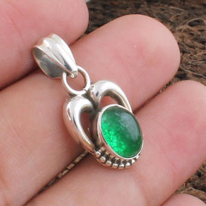 Colgante de Jade Verde Natural de Myanmar con Incrustaciones de Plata de Ley 925, Collar de Jade Verde Imperial, Fabricante - Product Image 3