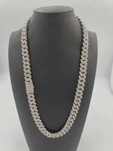 Cadena cubana de moissanita chapada en rodio de plata 925, collar de hip hop con incrustaciones, cadena llamativa y ostentosa, joyería de estilo de lujo - Product Image 5