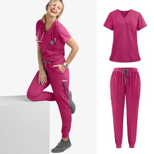 Ensemble de blouses médicales unisexes, col en V, uniforme d'infirmière, coton extensible, vêtements de travail hospitaliers, OEM ODM, multicolores, lavage à la main, certifié CE - Product Image 3