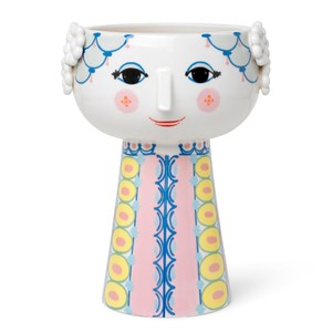 Hand-Painted Ceramic Face Planter <b>Vase</b> Wholesale | Moradabad Pottery - Product Image 2