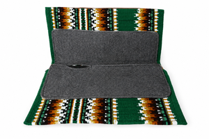 Manaal Enterprises Classic Western Saddle Pad Geometric Pattern Brown Leather Trim Wool Shell Fleece Lining Riding Equestrian - Product Image 3