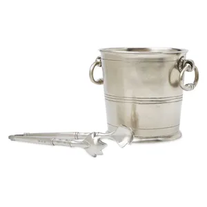 Cubo para Hielo de Acero Inoxidable con Pinzas, Diseño Redondo Minimalista para Uso en Mesa de Comedor, Bodas y Eventos - Product Image 1