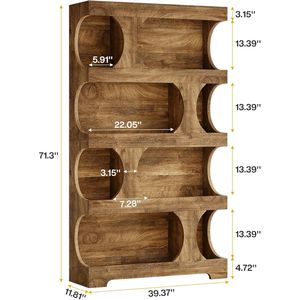 Étagère à livres en bois asymétrique à 4 niveaux, autoportante, pour rangement et présentation - Product Image 4