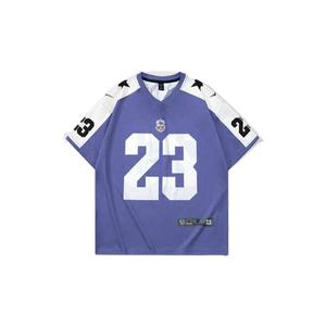 Camiseta de Fútbol Americano de Malla Oversize Personalizada Unisex de Manga Corta con Cuello en V de Poliéster y Mangas con Estampado de Estrellas Estilo Urbano - ¡Gran Oferta! - Product Image 1