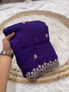 Sari de Seda Crunchi Hecho a Mano, Elegante y Hermoso, Estilo Boutique Indio, Blusa Sari Exclusiva, Blusa Étnica de Última Moda - Product Image 4