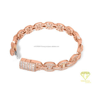 High-End Rose Gold <b>Bracelet</b> Featuring Baguette Lab Grown Stones and Diamond Style Luxury Statement Design Appeal - Product Image 1