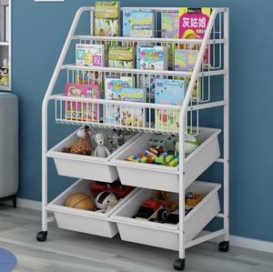 Étagère de rangement pour jouets d'enfants OEM/ODM Vietnam, bibliothèque en métal, organisateur de boîtes en plastique, bibliothèque avec roulettes - Product Image 1