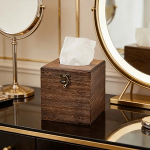 Caja de pañuelos de madera básica, cubierta decorativa para pañuelos de papel, para sala de estar, dormitorio, baño, oficina, escritorio y uso en mesa. - Product Image 4