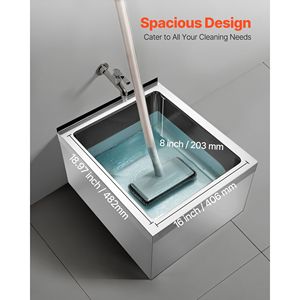 Lavandino per Mop da Pavimento 22 X 19 X 12 Pollici con Finitura Satinata, in Acciaio Inox 304, con Filtro a Foro Singolo e Staffa a Parete per Uso in Laboratorio - Product Image 2