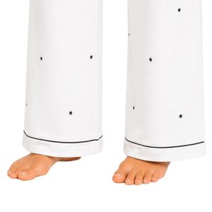 Manufacturer Womens White and <b>Black</b> Long Sleeve Crop Cardigan Wide Leg <b>Pajama</b> <b>Set</b> Soft Breathable Lounge Sleepwear Custom OEM - Product Image 4