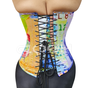 Dollar Bill Sublimated Print Corset | Premium Steel Boned Overbust Waist Slimming Underwire <b>Cups</b> Streetwear Fashion Top - Product Image 6