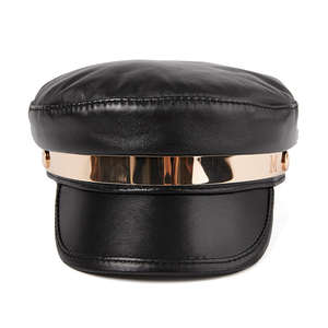 Casquettes de camionneur pour hommes en 100 % coton, personnalisables, style chapeau plat en cuir noir pour femme, en peau de mouton - Product Image 1