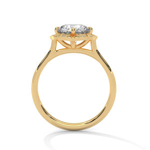 Hermoso anillo de diamante cultivado en laboratorio con corte redondo en diseño de flor, anillo de oro amarillo sólido de 14k, joyería fina al precio más bajo. - Product Image 2