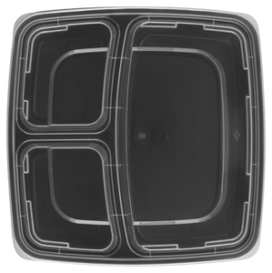 Recipiente Cuadrado Apto para Microondas con Tapa, 3 Compartimentos, Libre de BPA, Reutilizable y Reciclable, Apto para Congelador, Apto para Microondas, Apto para Lavavajillas - Product Image 1