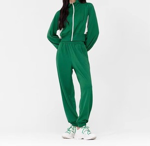 Custom Logo Women's Thick Fleece Two Piece <b>Set</b> Women Clothing Zip up Sweatshirt <b>Sweatpants</b> <b>Set</b> Tracksuits Hoodie <b>Set</b> - Product Image 1