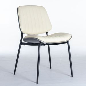 Set di 2 Sedie da Pranzo in Ecopelle Stile Mid-Century Moderno Retrò con Schienale in Legno Curvato Noce - Product Image 3