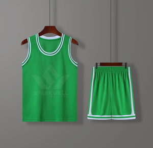 Ensemble de maillots de basket-ball unisexe, blanc et vert, sans manches, en polyester anti-humidité, uniformes pour toutes les saisons, vêtements de sport pour adultes - Product Image 6