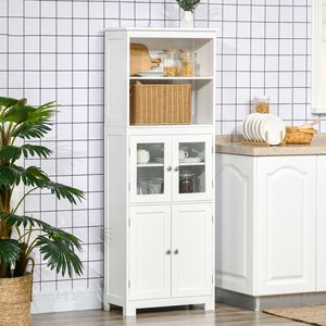63\" White 4-Door <b>Pantry</b> Storage <b>Kitchen</b> Hutch Cabinet with Adjustable Shelf Dining Room Organizer - Product Image 2
