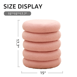 Modern Round Sherpa Footstool Teddy Vanity <b>Stool</b> <b>with</b> Flip Top Tray Upholstered Makeup Chair for Home Decor <b>Storage</b> Ottoman - Product Image 2