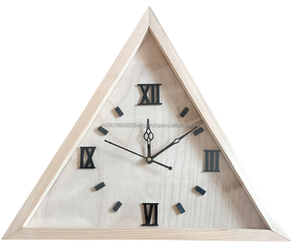 Belle horloge murale en bois de style moderne, faite à la main, de forme triangulaire, pour la décoration de la maison, du bureau et du studio, idéale pour le salon - Product Image 4