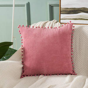 Soft Decorative <b>Throw</b> Pillow Featuring Textured Floral Surface Minimalist Style 100% Polyester Filling Charming <b>Pom</b> <b>Pom</b> Trim - Product Image 5
