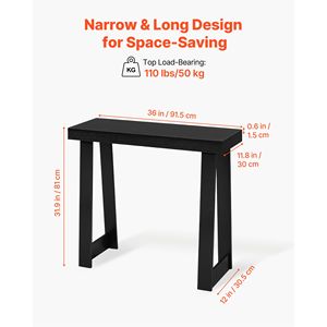 Consolle moderna in rovere da 36 pollici, stretta e lunga, con piano rettangolare in legno, ideale come tavolo d'ingresso o mobiletto di appoggio per divano - Product Image 3