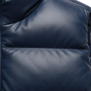 Gilet matelassé en cuir véritable imperméable pour femme avec rembourrage en fibre – Veste décontractée et élégante en cuir pour femme - Product Image 4