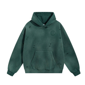 Durable Cotton Blended Distressed <b>Hoodie</b> with <b>Soft</b> Fleece Fabric Winter Casual Wear Breathable & Eco-Friendly Men's - Product Image 1