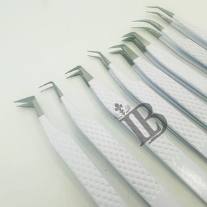 แหนบต่อขนตาสแตนเลสอย่างยั่งยืน ยอดนิยม สีขาว ปลายไฟเบอร์ แหนบต่อขนตามิงค์ - Product Image 2