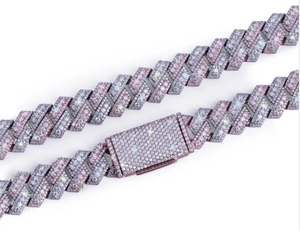 Men's Rhodium Plated Stainless Steel <b>Chain</b> <b>Iced</b> <b>Out</b> Hip Hop Necklace Geometric Design Everyday Wear - Product Image 3