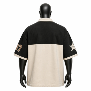 Polo pour homme à blocs de couleur, manches courtes, en tissu Oxford de coton, avec broderie du logo Sheriff et numéro 87, coupe décontractée classique - Product Image 5