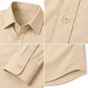 Chemise habillée unie à manches longues pour homme, col rabattu, 100 % coton popeline, infroissable, pour le printemps - Product Image 5