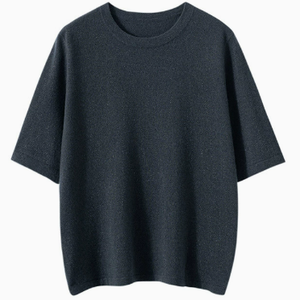 T-shirt en tricot à col rond et manches courtes pour femme, couleur unie, coupe ample, respirant, style minimaliste, pour le printemps et l'été - Product Image 6