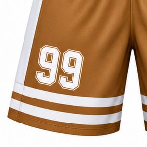 <b>Men</b> Light <b>Brown</b> Sublimated Ice Hockey <b>Shorts</b> Polyester Striped Sports <b>Shorts</b> Lightweight Athletic Team Uniform Competition - Product Image 3