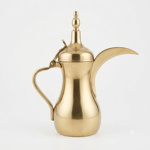 High Polish Brass Arabic Coffee <b>Pot</b> Dallah Traditional Middle Eastern Serving Kettle Luxury Hotel Event Restaurant Drinkware - Product Image 1