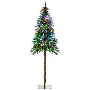 6 Pencil-Shaped Artificial Christmas <b>Trees</b> with Warm White or Colorful <b>LED</b> <b>Lights</b> Steel Base - Product Image 1