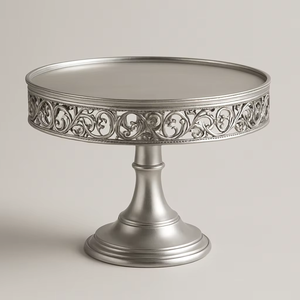 Soporte para pasteles de metal y acrílico diseñado con una base estable para sostener el pastel de forma segura. Exhibición perfecta para celebraciones especiales. - Product Image 4
