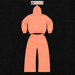 Premium Peach Tracksuit Men <b>Full</b> <b>Zip</b> <b>Hoodie</b> Jogger Pants Matching Set Oversized Casual Streetwear Athletic Sportswear Gym Fit - Product Image 6