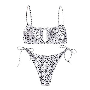 Conjunto de Bikini de Camuflaje para Mujer, 2 Piezas, Halter con Lazos Laterales, Traje de Baño Elástico de Spandex y Poliéster, Ropa de Playa - Product Image 1
