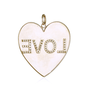 Natural Pave Diamond LOVE Heart <b>Pendant</b> <b>Solid</b> 14K Yellow <b>Gold</b> <b>Pendant</b> Fine Jewelry, Gift For Her, Big Heart <b>Pendant</b> - Product Image 5