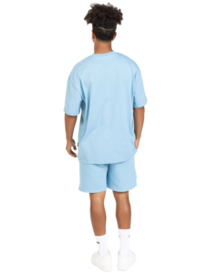 Ensemble de course pour homme, t-shirt et short en coton bleu clair, logo personnalisé imprimé, vêtements décontractés d'été, tissu tricoté respirant - Product Image 2