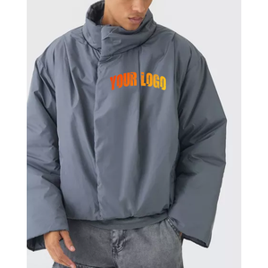 High Quality Men's Casual Winter Puffer Jacket Stand Collar Zipper Long Waterproof Windproof Cotton Filled Padded Worsted Fabric - Product Image 4