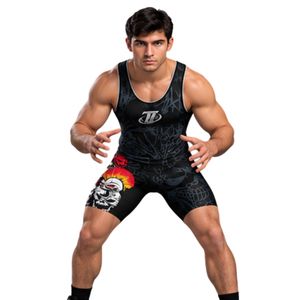 Black Red White <b>Mens</b> <b>Wrestling</b> <b>Singlet</b> Sleeveless Compression Breathable 100% Polyester Customizable Athletic Bodysuit Sports - Product Image 6